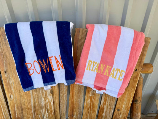 Custom Name Embroidered Cabana Towel