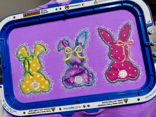 Lace Easter applique rabbits
