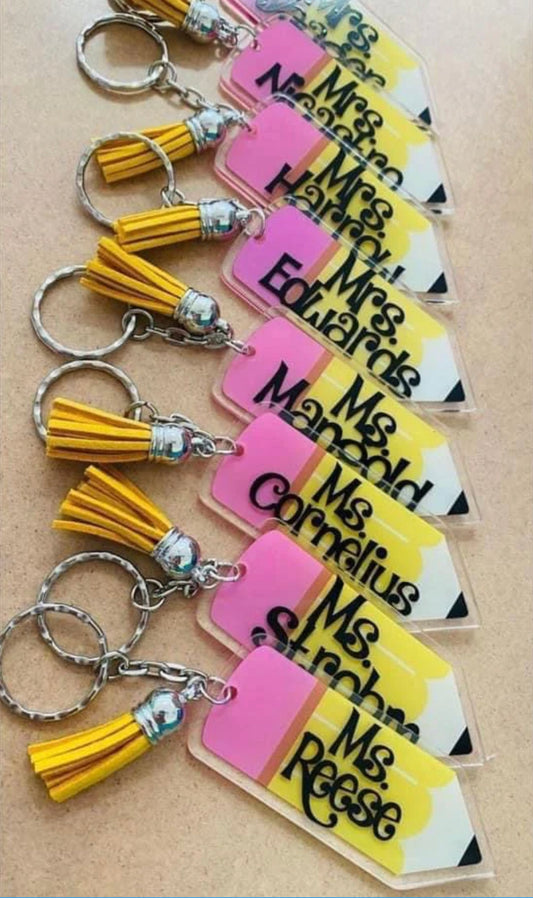 Personalized acrylic pencil keychains